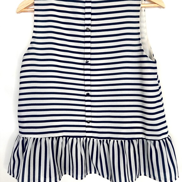 FRNCH sleeveless striped top with faux back buttons size Medium - Picture 8 of 13